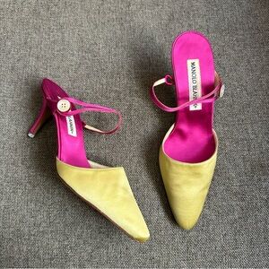 Vintage Manolo Blahnik satin mules